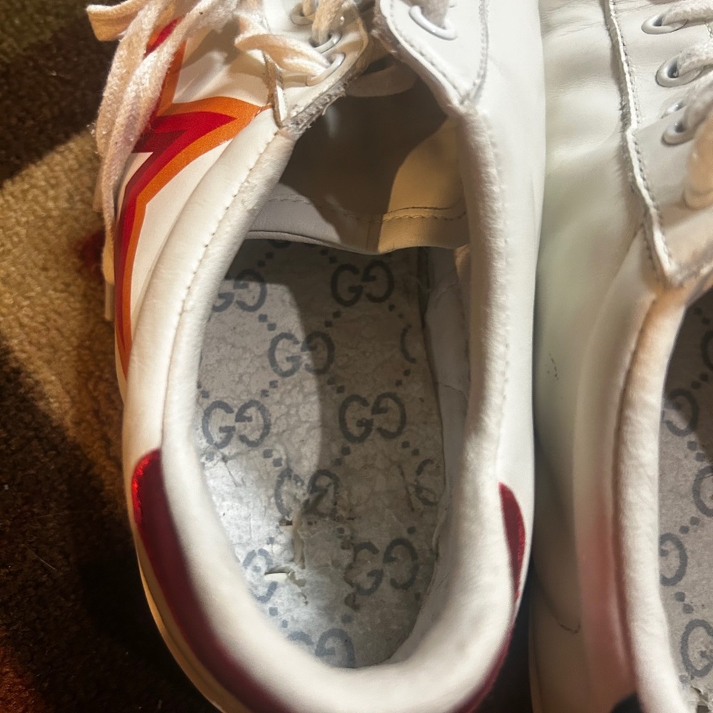 Gucci White Sneakers with Red and Orange Details - Picture 10 of 14